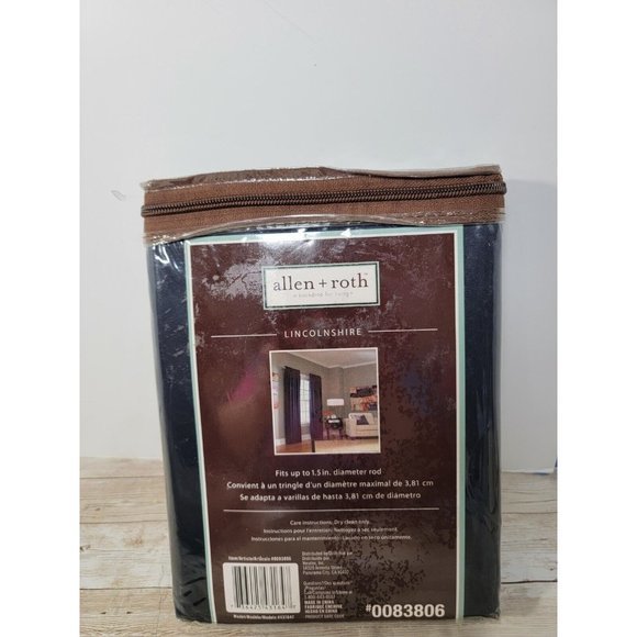 Allen Roth LINCOLNSHIRE Pleated Satin Dark Navy Blue Window Rod Panel 50" x‎ 84" - Picture 1 of 7